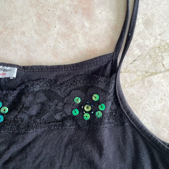 y2k sequins beaded black cami top - Picture 3 of 5